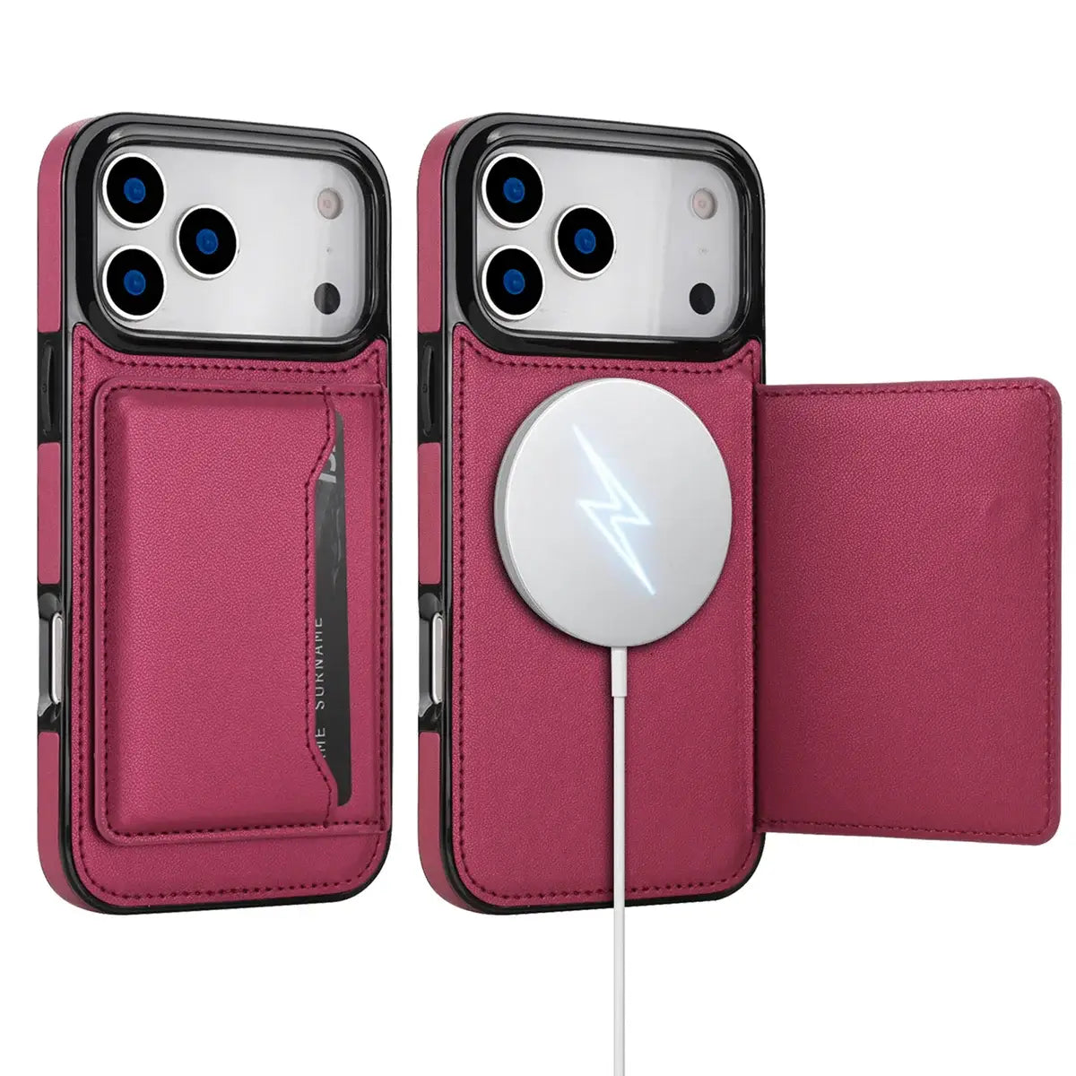 Buy Shockproof Protective Case with Card Holder, Magnetic Charging Compatibility & Hands-Free Viewing Stand - HALE at Caseles-iPhone 17 Pro Max, Black