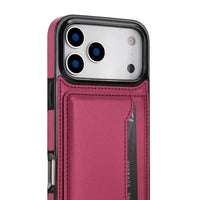 Buy Shockproof Protective Case with Card Holder, Magnetic Charging Compatibility & Hands-Free Viewing Stand - HALE at Caseles-iPhone 17 Pro Max, Black