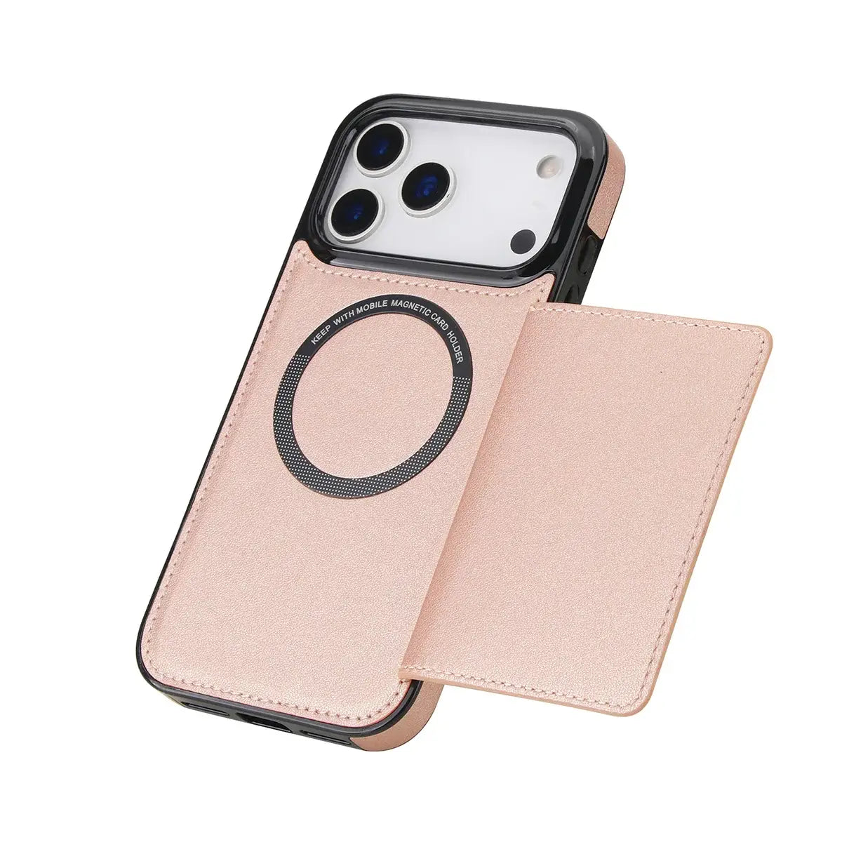 Buy Shockproof Protective Case with Card Holder, Magnetic Charging Compatibility & Hands-Free Viewing Stand - HALE at Caseles-iPhone 17 Pro Max, Black