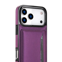 Buy Shockproof Protective Case with Card Holder, Magnetic Charging Compatibility & Hands-Free Viewing Stand - HALE at Caseles-iPhone 17 Pro Max, Black