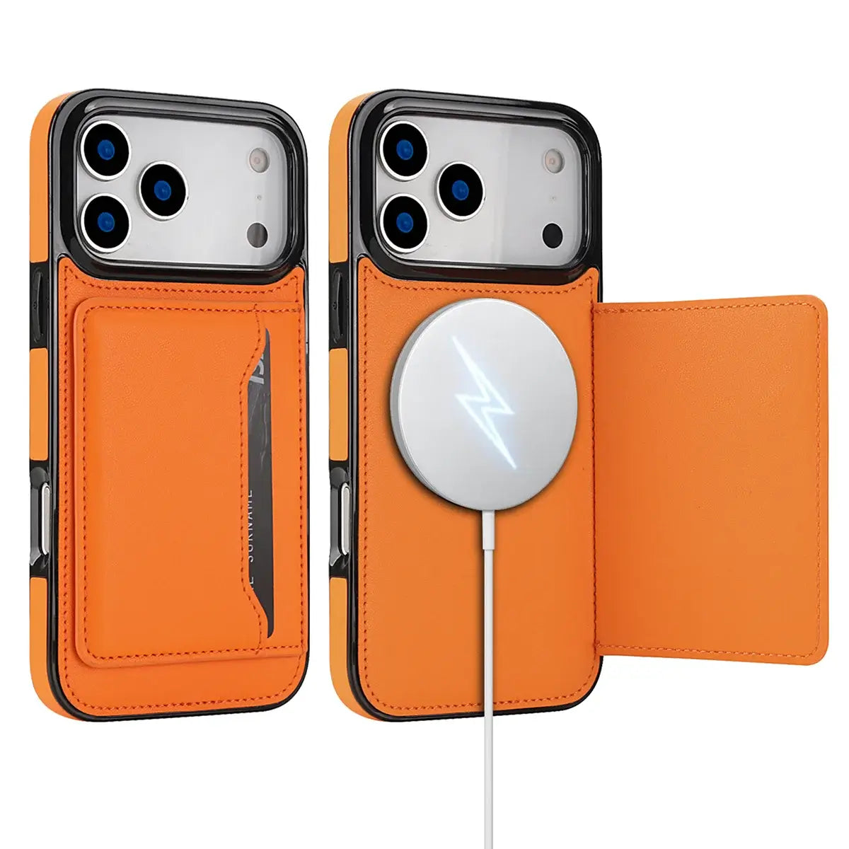 Buy Shockproof Protective Case with Card Holder, Magnetic Charging Compatibility & Hands-Free Viewing Stand - HALE at Caseles-iPhone 17 Pro Max, Black