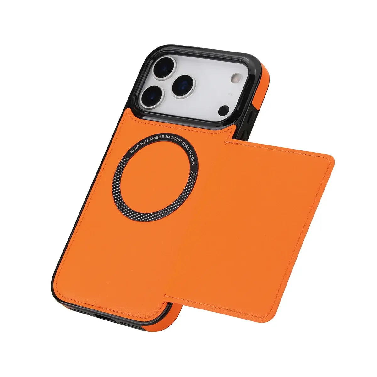 Buy Shockproof Protective Case with Card Holder, Magnetic Charging Compatibility & Hands-Free Viewing Stand - HALE at Caseles-iPhone 17 Pro Max, Black