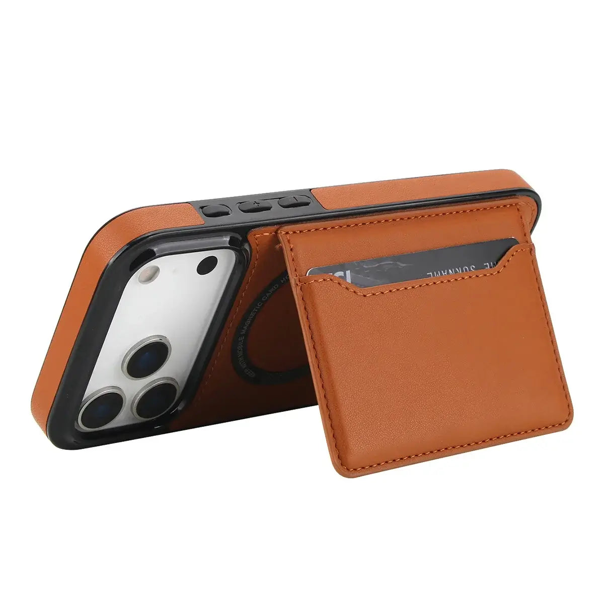 Buy Shockproof Protective Case with Card Holder, Magnetic Charging Compatibility & Hands-Free Viewing Stand - HALE at Caseles-iPhone 17 Pro Max, Black