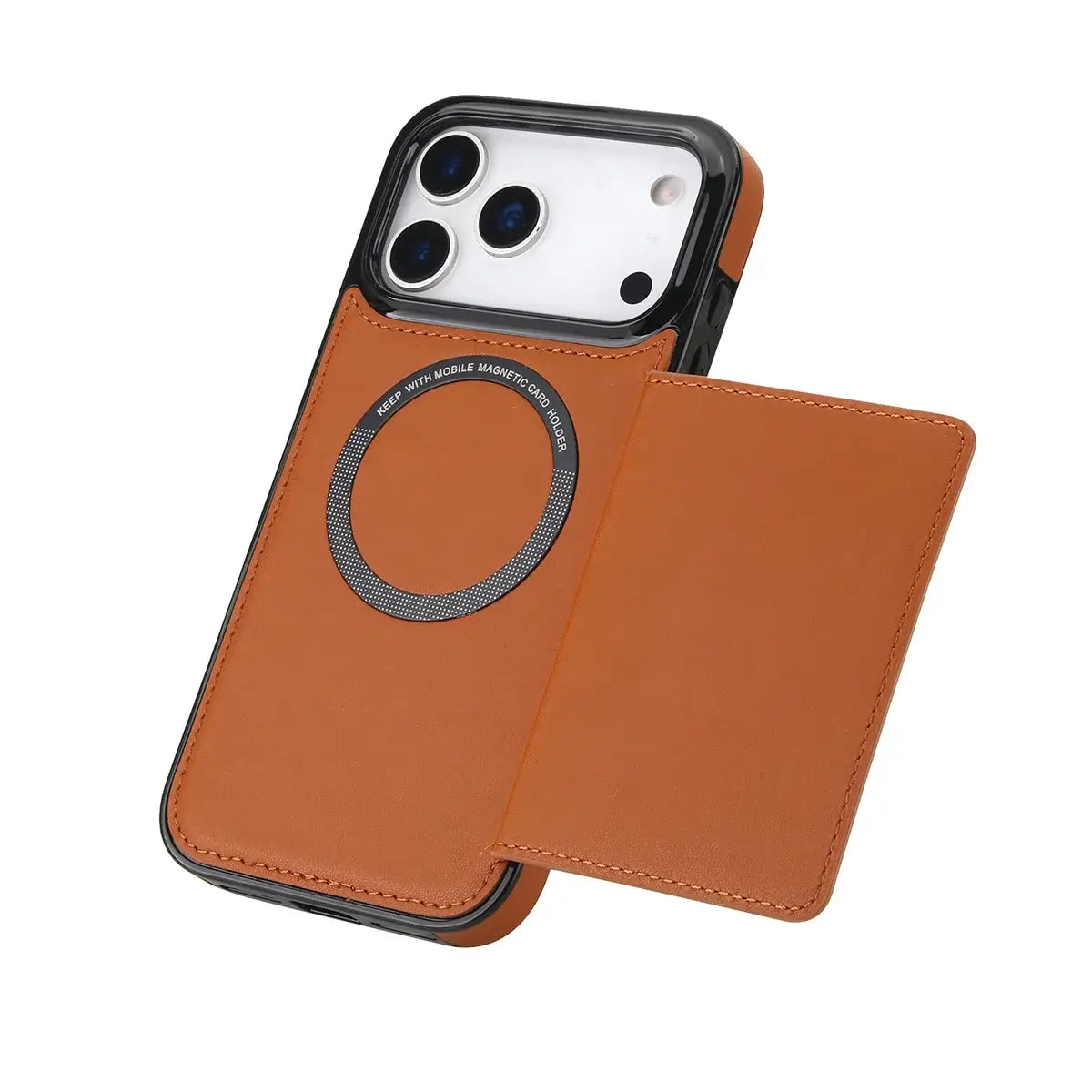 Buy Shockproof Protective Case with Card Holder, Magnetic Charging Compatibility & Hands-Free Viewing Stand - HALE at Caseles-iPhone 17 Pro Max, Black