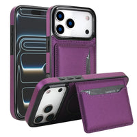 Buy Shockproof Protective Case with Card Holder, Magnetic Charging Compatibility & Hands-Free Viewing Stand - HALE at Caseles-iPhone 17 Pro Max, Purple