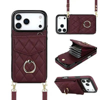 Buy Crossbody Wallet Phone Case, 360 Rotation Ring Holder, Card Slots & Detachable Wrist Strap, RFID Blocking, Kickstand, Shockproof Cover,Harley at Caseles-iPhone 17 Pro Max, Harley-Red