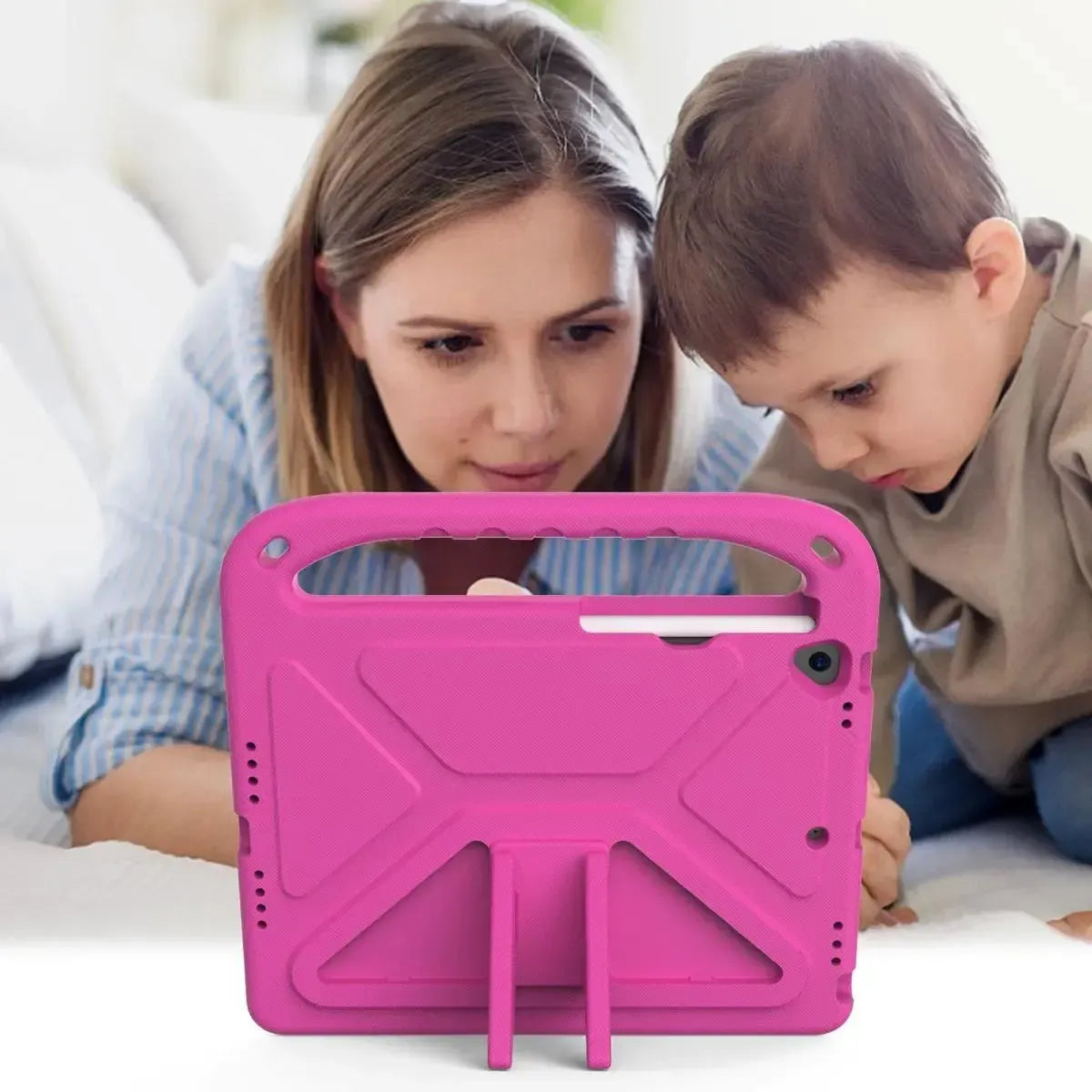 Buy Colorful iPad Case for Kids Easy Grab, Multicolor, Wipeable & Worry-Free: Messes Slide Right Off This Super Parent Sidekick! - Colorful iPad Case for Kids Easy Grab at Caseles-iPad Air 11 (2025 11 inch), Pink