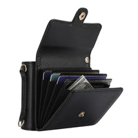 Buy Samsung Galaxy Z Flip Crossbody Wallet Case, RFID Blocking Leather Cover with Detachable Strap & Card Slots - IRIS at Caseles-Samsung Galaxy Z Flip 7, Black