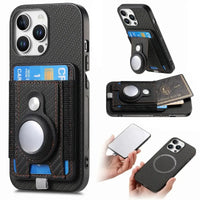 Buy Magnetic Wallet Case with Built-in AirTag Holder, Detachable Card Slot, Kickstand & Full-Body Protection - Josiah at Caseles-iPhone 16 Pro Max, Black