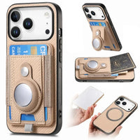 Buy Magnetic Wallet Case with Built-in AirTag Holder, Detachable Card Slot, Kickstand & Full-Body Protection - Josiah at Caseles-iPhone 17 Pro Max, Beige