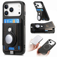 Buy Magnetic Wallet Case with Built-in AirTag Holder, Detachable Card Slot, Kickstand & Full-Body Protection - Josiah at Caseles-iPhone 17 Pro Max, Black