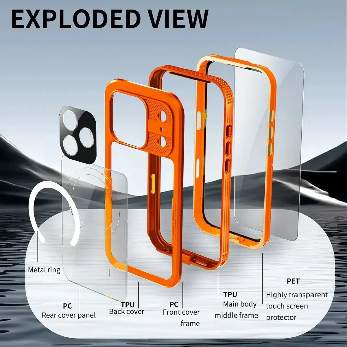 Buy IP68 Waterproof Phone Case, Compatible with Magsafe, Built in Screen Protector, 14FT Shockproof, Rugged Metal Full Body Aluminum Cover - Kayden at Caseles-iPhone 17 Pro Max, Black