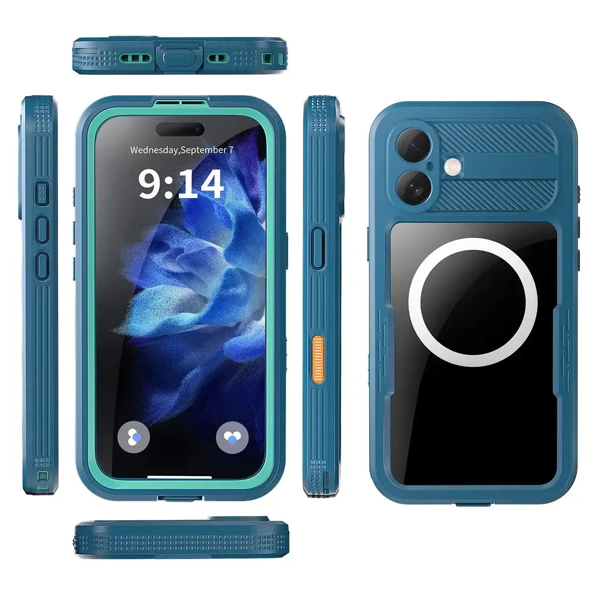 Buy IP68 Waterproof Phone Case, Compatible with Magsafe, Built in Screen Protector, 14FT Shockproof, Rugged Metal Full Body Aluminum Cover - Kayden at Caseles-iPhone 17 Pro Max, Black