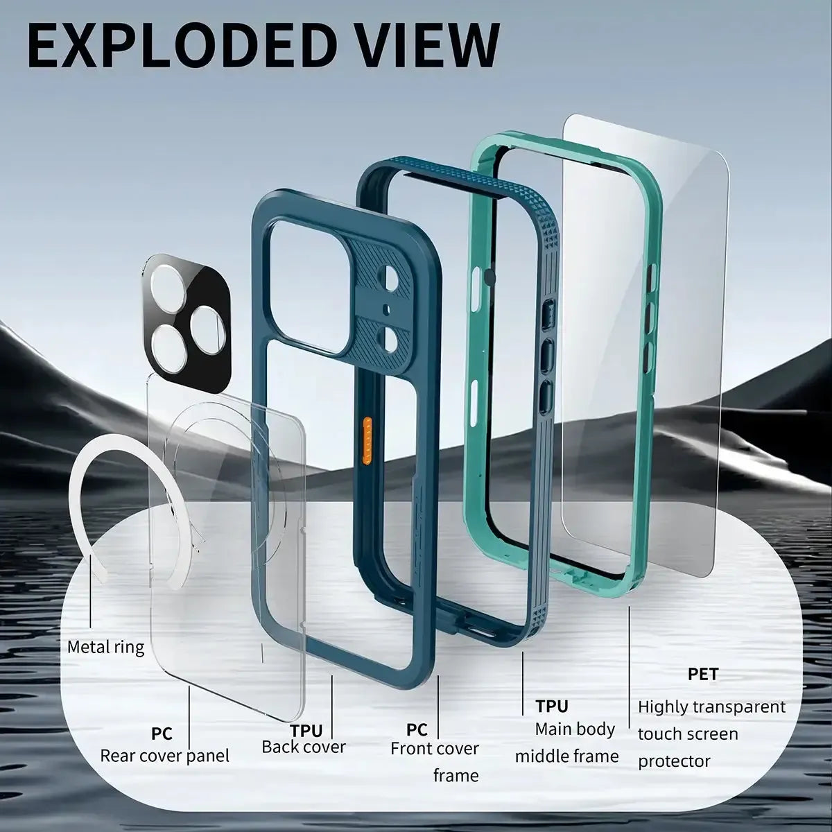 Buy IP68 Waterproof Phone Case, Compatible with Magsafe, Built in Screen Protector, 14FT Shockproof, Rugged Metal Full Body Aluminum Cover - Kayden at Caseles-iPhone 17 Pro Max, Black