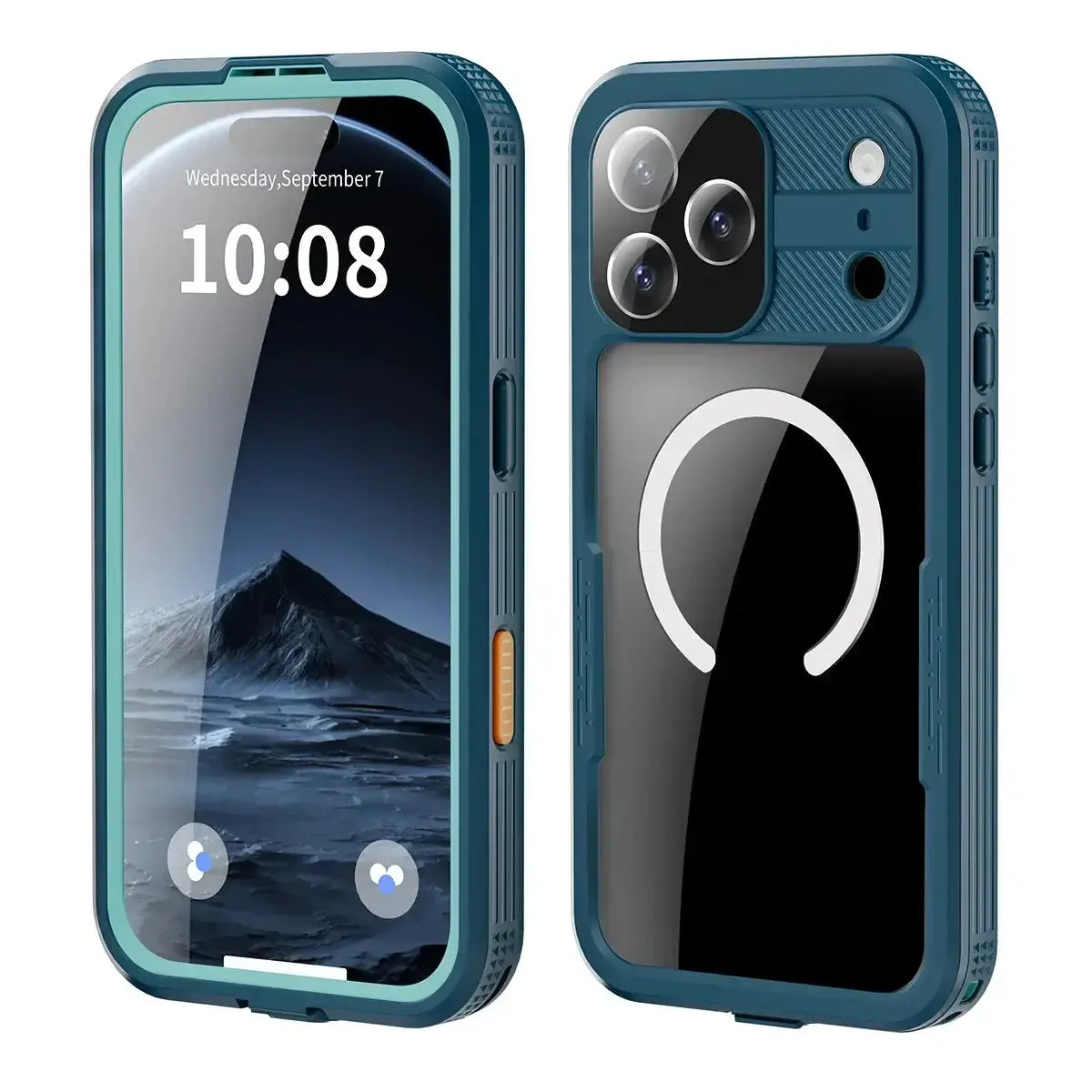 Buy IP68 Waterproof Phone Case, Compatible with Magsafe, Built in Screen Protector, 14FT Shockproof, Rugged Metal Full Body Aluminum Cover - Kayden at Caseles-iPhone 17 Pro Max, Blue