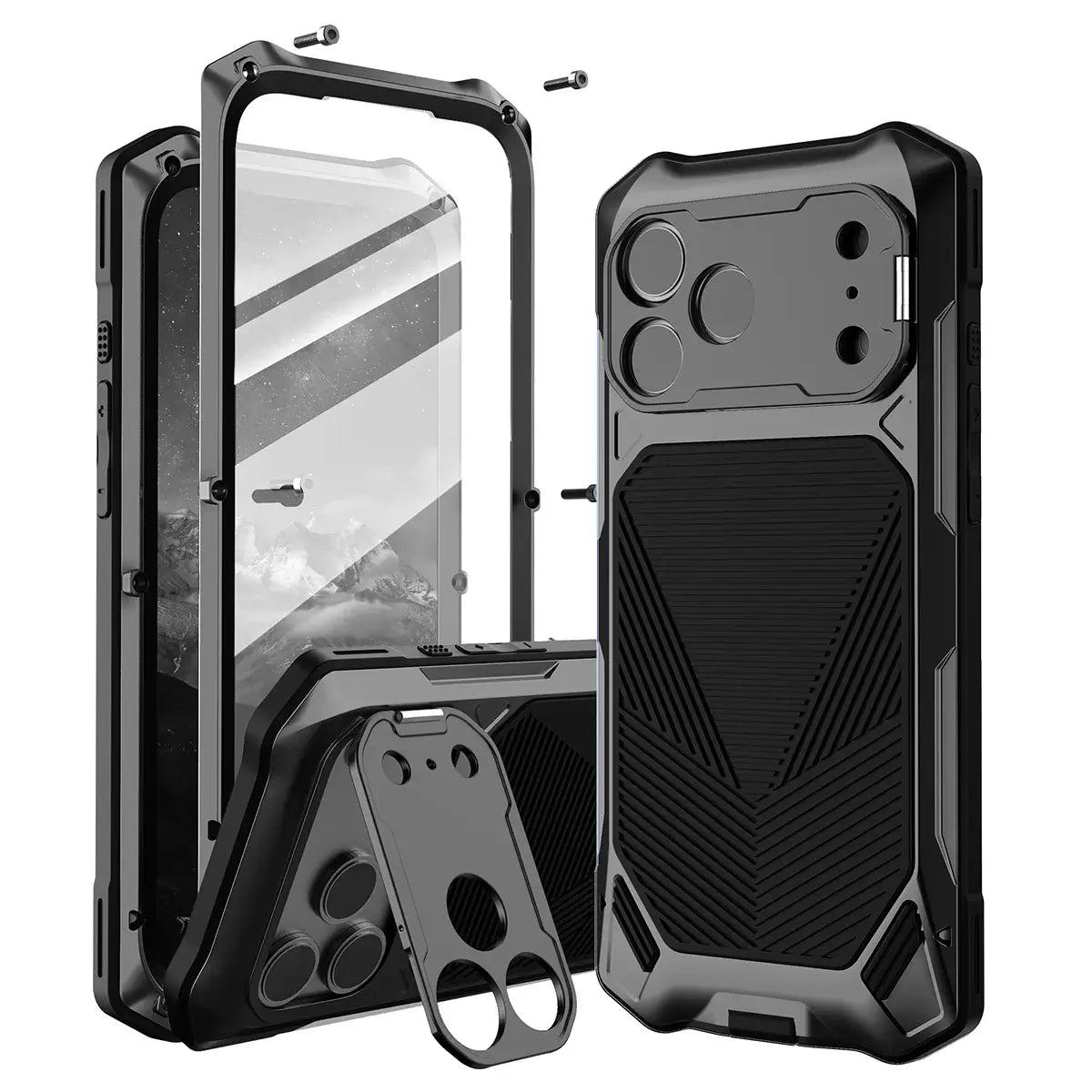 Buy Military Grade Magnetic Case for iPhone 17 Series, Full-Body Armor with Screen Protector, 360° Rotatable Kickstand & Lens Guard - Knox at Caseles-iPhone 17 Pro Max, Black