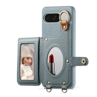 Buy Leather Crossbody Wallet Case with Mirror, Card Slots, Stand & Shockproof Shell for Google Pixel - Kylie at Caseles-Google Pixel 9 Pro XL, Black