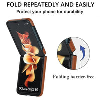 Buy Skin-Touch Leather Flip Case for Galaxy Z Flip, 360° Slim Full Protection Cover , Lanie at Caseles-Samsung Galaxy Z Flip 7, Black