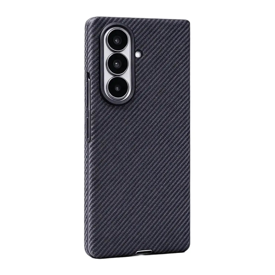 Buy Slim carbon fiber texture case for Galaxy Z Fold 8. Built-in screen protector & strong magnets for MagSafe charging. Precise fit, zero bulk. - LEO at Caseles-Samsung Galaxy Z Fold 8 Ultra, Black