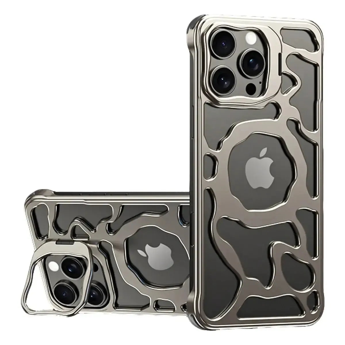 Buy Luxury Metal Case with Magnetic Lens Ring & Stand, Seamlessly Integrates with MagSafe, Shockproof & Enhanced Cooling - Levi at Caseles-iPhone 17 Pro Max, Gold