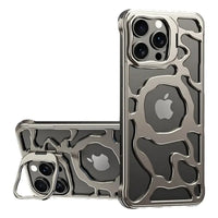 Buy Luxury Metal Case with Magnetic Lens Ring & Stand, Seamlessly Integrates with MagSafe, Shockproof & Enhanced Cooling - Levi at Caseles-iPhone 17 Pro Max, Gold