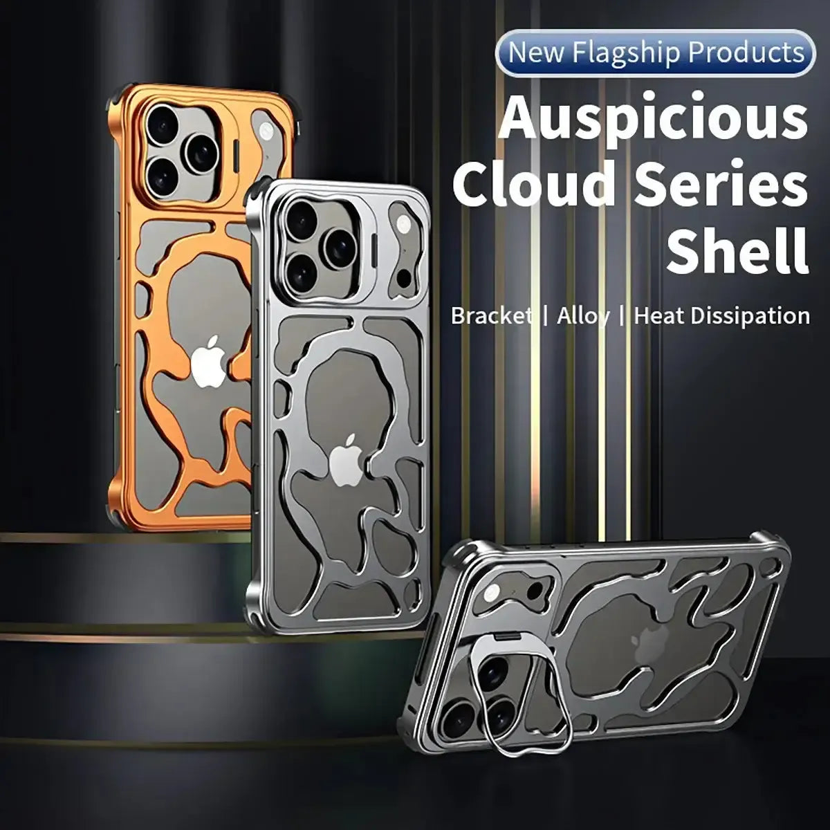 Buy Luxury Metal Case with Magnetic Lens Ring & Stand, Seamlessly Integrates with MagSafe, Shockproof & Enhanced Cooling - Levi at Caseles-iPhone 17 Pro Max, Orange