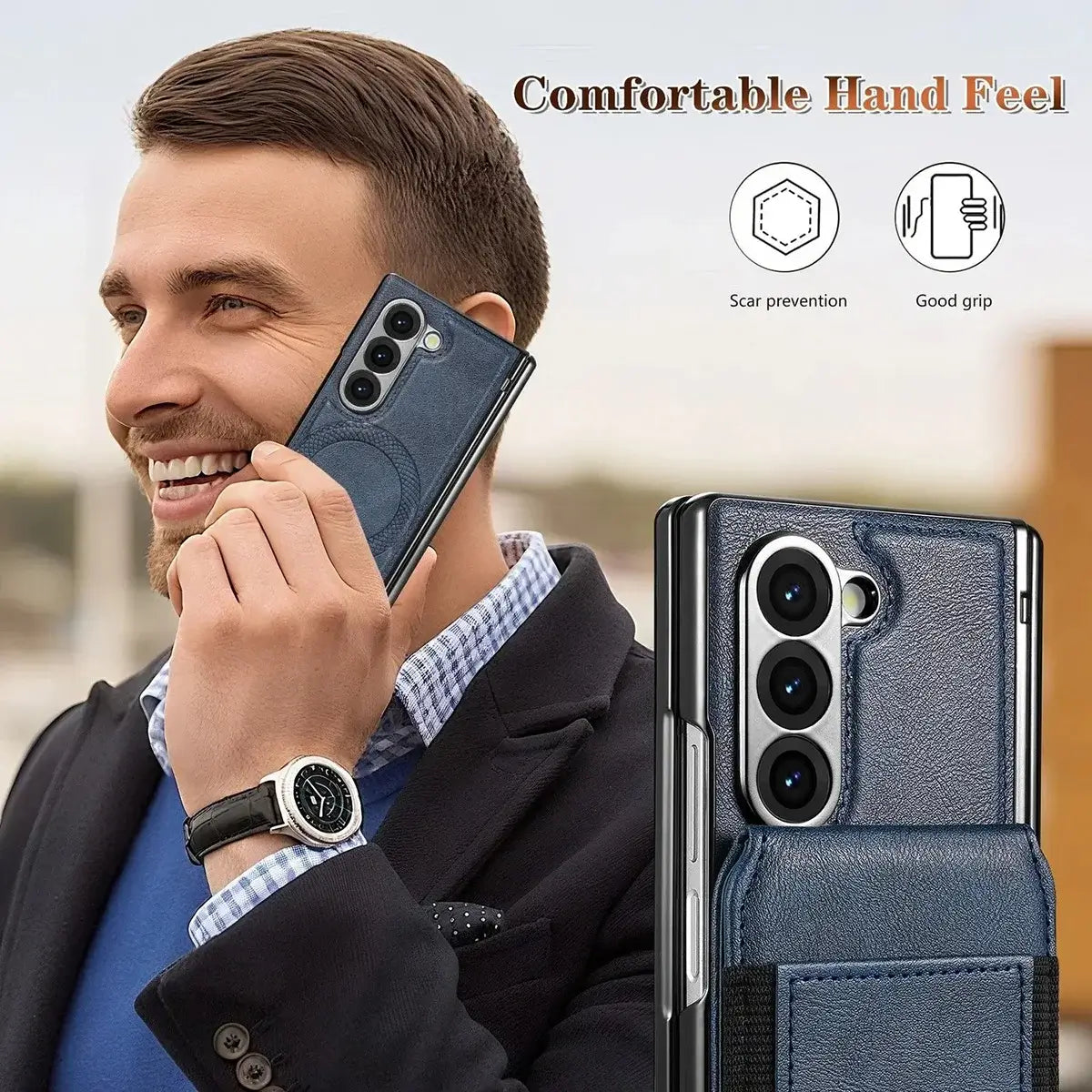Buy Premium Leather Case with Detachable Magnetic Wallet, 360° Hinge Protection & Slim Professional Profile - Luke at Caseles-Samsung Galaxy Z Fold 8 Ultra, Black