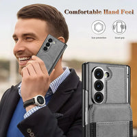 Buy Premium Leather Case with Detachable Magnetic Wallet, 360° Hinge Protection & Slim Professional Profile - Luke at Caseles-Samsung Galaxy Z Fold 8 Ultra, Black