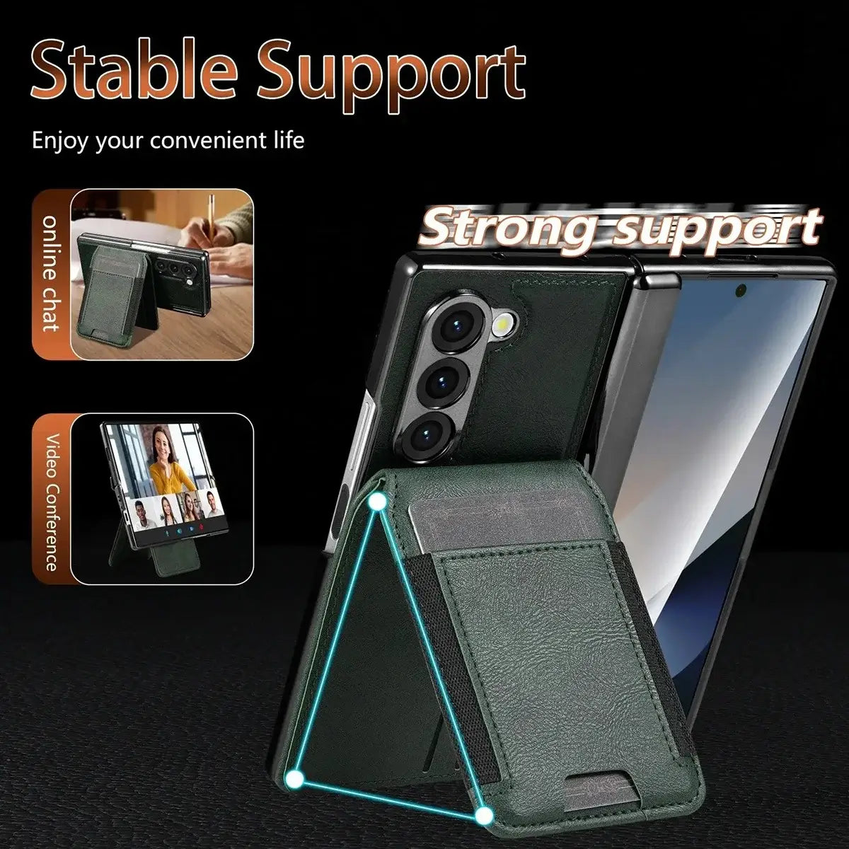 Buy Premium Leather Case with Detachable Magnetic Wallet, 360° Hinge Protection & Slim Professional Profile - Luke at Caseles-Samsung Galaxy Z Fold 8 Ultra, Black