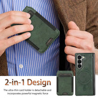 Buy Premium Leather Case with Detachable Magnetic Wallet, 360° Hinge Protection & Slim Professional Profile - Luke at Caseles-Samsung Galaxy Z Fold 8 Ultra, Black