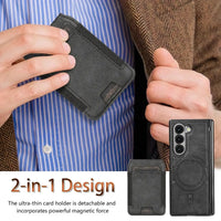 Buy Premium Leather Case with Detachable Magnetic Wallet, 360° Hinge Protection & Slim Professional Profile - Luke at Caseles-Samsung Galaxy Z Fold 8 Ultra, Black