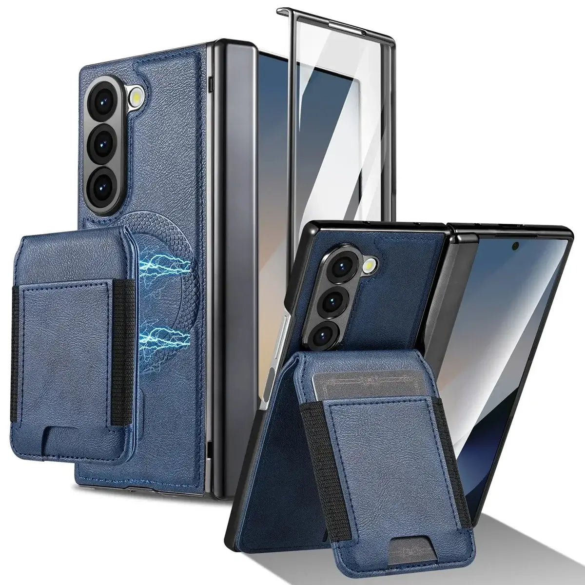 Buy Premium Leather Case with Detachable Magnetic Wallet, 360° Hinge Protection & Slim Professional Profile - Luke at Caseles-Samsung Galaxy Z Fold 8 Ultra, Blue