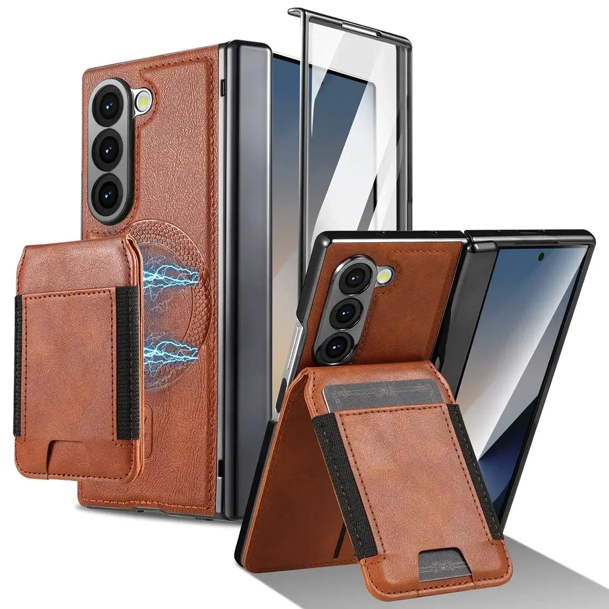Buy Premium Leather Case with Detachable Magnetic Wallet, 360° Hinge Protection & Slim Professional Profile - Luke at Caseles-Samsung Galaxy Z Fold 8 Ultra, Brown