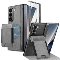 Buy Premium Leather Case with Detachable Magnetic Wallet, 360° Hinge Protection & Slim Professional Profile - Luke at Caseles-Samsung Galaxy Z Fold 8 Ultra, Gray
