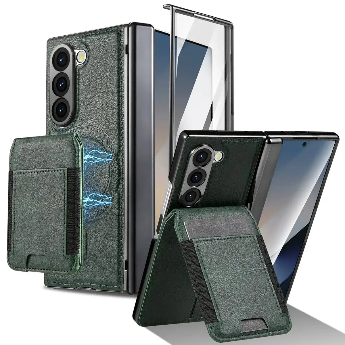Buy Premium Leather Case with Detachable Magnetic Wallet, 360° Hinge Protection & Slim Professional Profile - Luke at Caseles-Samsung Galaxy Z Fold 8 Ultra, Green