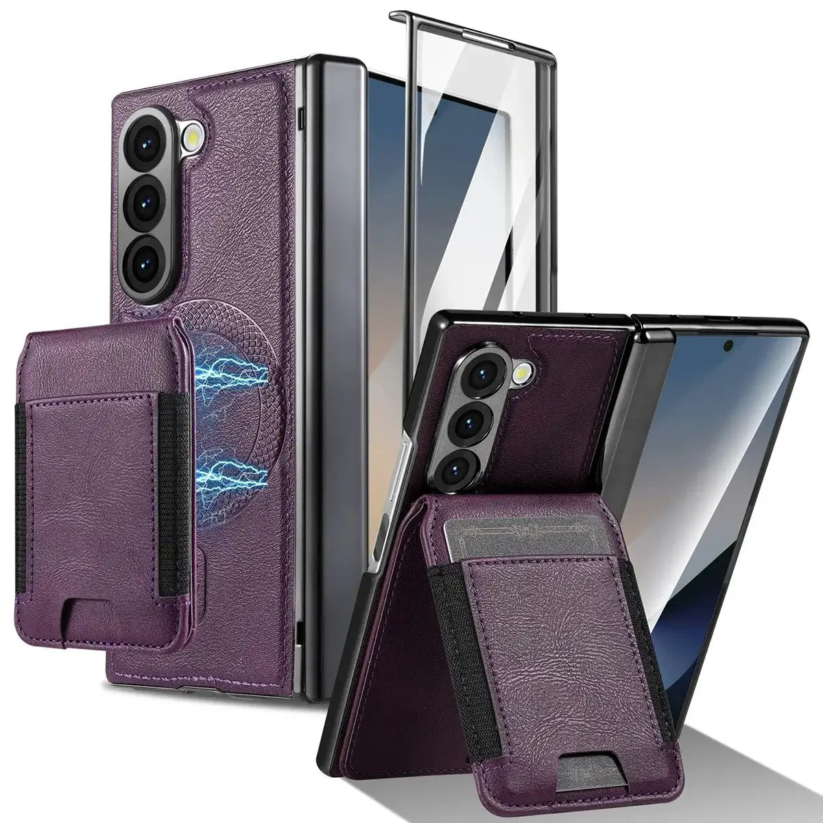 Buy Premium Leather Case with Detachable Magnetic Wallet, 360° Hinge Protection & Slim Professional Profile - Luke at Caseles-Samsung Galaxy Z Fold 8 Ultra, Purple