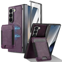 Buy Premium Leather Case with Detachable Magnetic Wallet, 360° Hinge Protection & Slim Professional Profile - Luke at Caseles-Samsung Galaxy Z Fold 8 Ultra, Purple