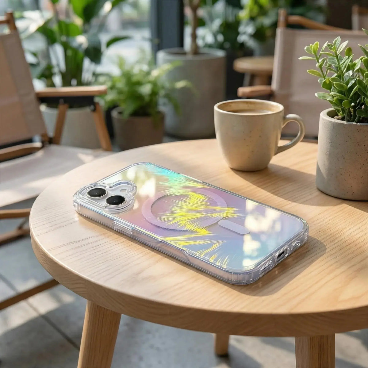 Buy Iridescent Feather Glitter Case for iPhone: MagSafe Compatible, Slim Anti-Drop Shield - LUMI at Caseles-iPhone 17 Pro Max, 