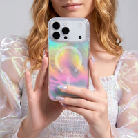 Buy Iridescent Feather Glitter Case for iPhone: MagSafe Compatible, Slim Anti-Drop Shield - LUMI at Caseles-iPhone 17 Pro Max, 
