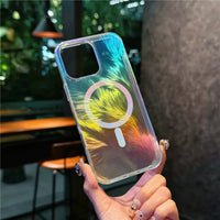 Buy Iridescent Feather Glitter Case for iPhone: MagSafe Compatible, Slim Anti-Drop Shield - LUMI at Caseles-iPhone 17 Pro Max, 