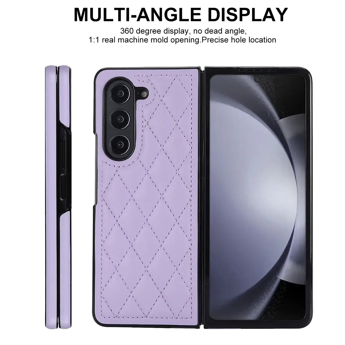 Buy Slim PU Leather Case for Galaxy Z Fold, Lightweight Shockproof Hard Cover, Minimalist Business Style , LYNE at Caseles-Samsung Galaxy Z Fold 7, Black