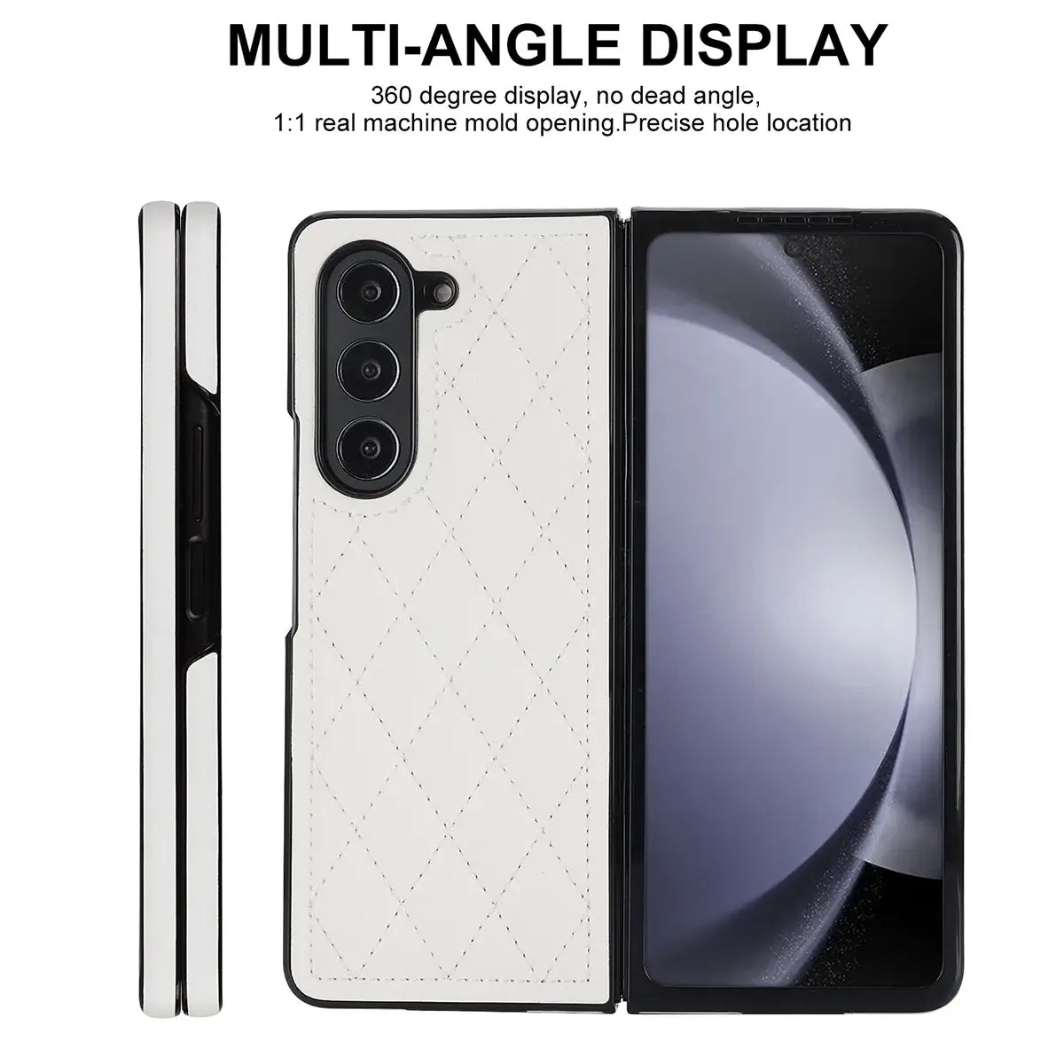 Buy Slim PU Leather Case for Galaxy Z Fold, Lightweight Shockproof Hard Cover, Minimalist Business Style , LYNE at Caseles-Samsung Galaxy Z Fold 7, Black