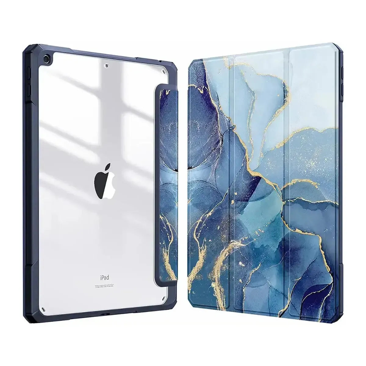 Buy Marble Painted iPad Case,, Multicolor, with Detachable Strap & Pencil Holder & built in Screen Protector 360 Rotating Hand Strap Stand -Marble Painted iPad Case, at Caseles-iPad Air 11 (2025 11 inch), Blue