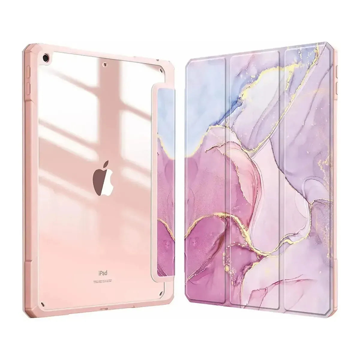 Buy Marble Painted iPad Case,, Multicolor, with Detachable Strap & Pencil Holder & built in Screen Protector 360 Rotating Hand Strap Stand -Marble Painted iPad Case, at Caseles-iPad Air 11 (2025 11 inch), Pink