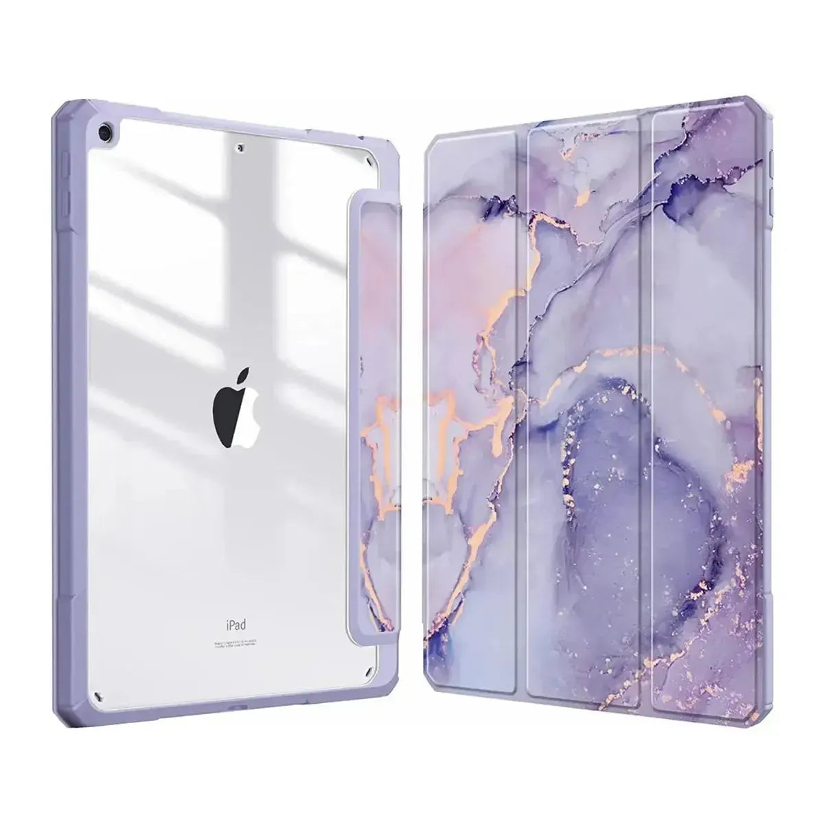 Buy Marble Painted iPad Case,, Multicolor, with Detachable Strap & Pencil Holder & built in Screen Protector 360 Rotating Hand Strap Stand -Marble Painted iPad Case, at Caseles-iPad Air 11 (2025 11 inch), Purple