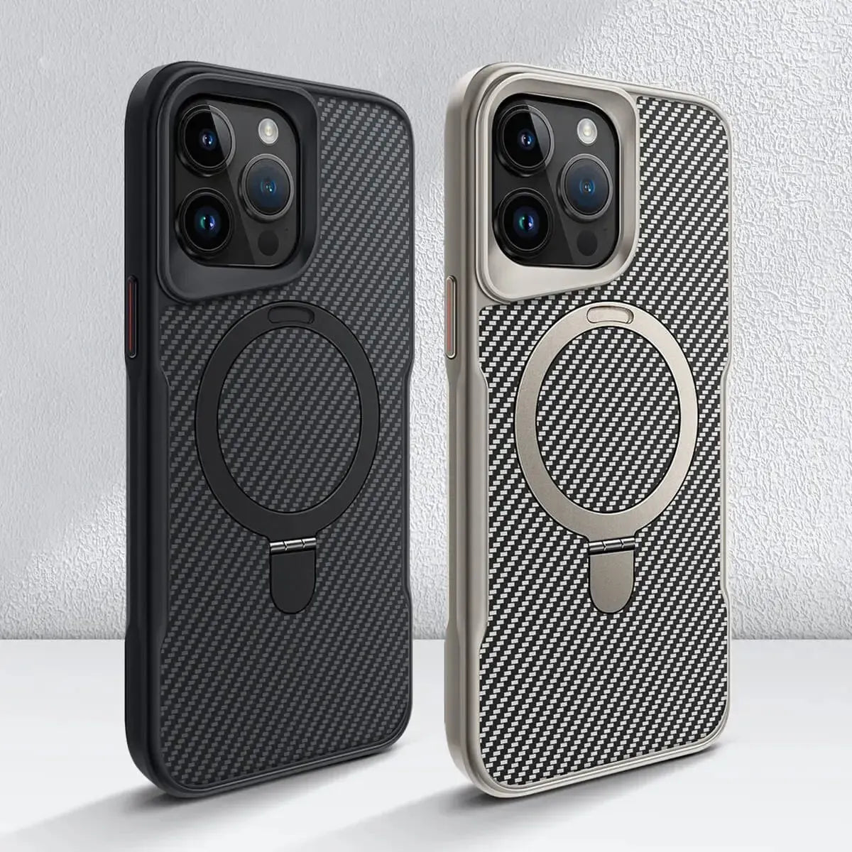 Buy Magnetic Shockproof iPhone Case with 360° Rotatable Invisible Ring Stand, Slim Armor Design Compatible with MagSafe - MASON at Caseles-iPhone 17 Pro Max, Black