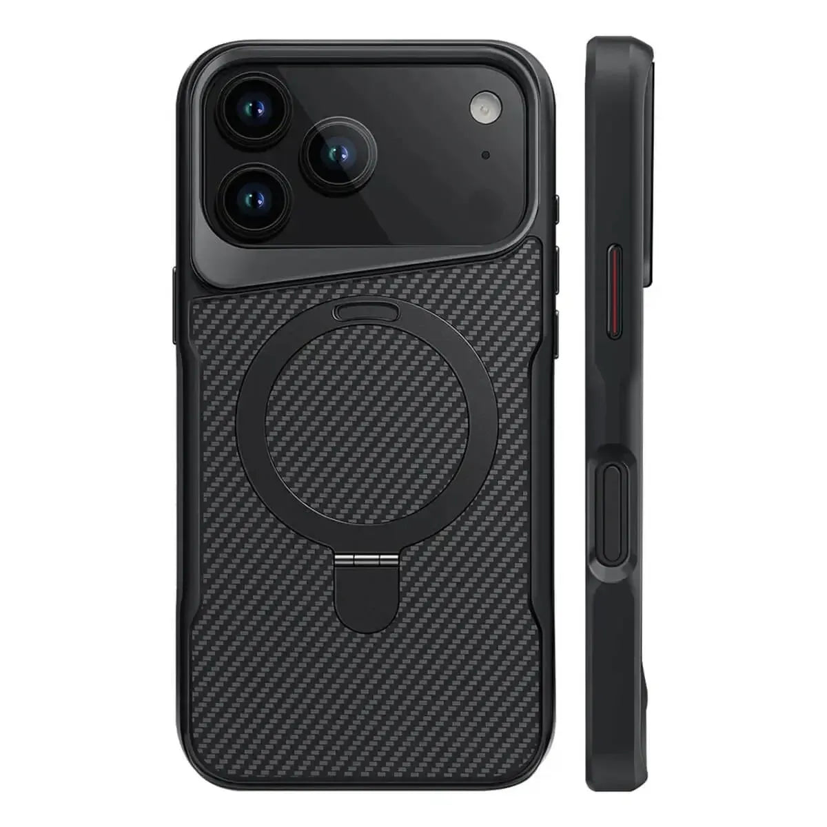 Buy Magnetic Shockproof iPhone Case with 360° Rotatable Invisible Ring Stand, Slim Armor Design Compatible with MagSafe - MASON at Caseles-iPhone 17 Pro Max, Black