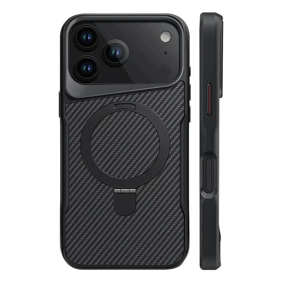 Buy Magnetic Shockproof iPhone Case with 360° Rotatable Invisible Ring Stand, Slim Armor Design Compatible with MagSafe - MASON at Caseles-iPhone 17 Pro Max, Black