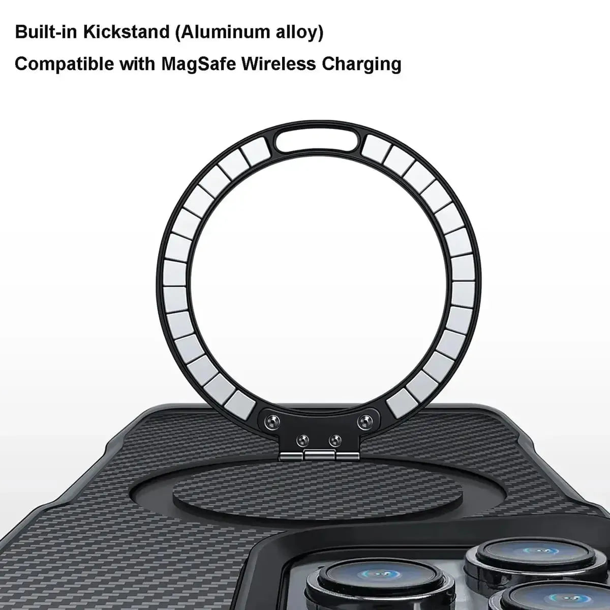 Buy Magnetic Shockproof iPhone Case with 360° Rotatable Invisible Ring Stand, Slim Armor Design Compatible with MagSafe - MASON at Caseles-iPhone 17 Pro Max, Black