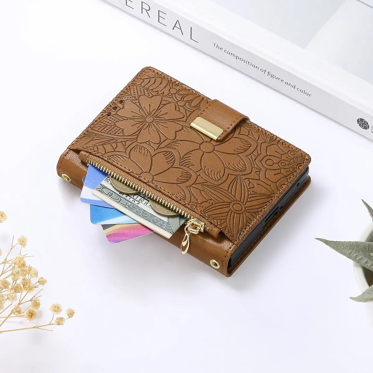 Buy Vegan Leather Flip Case with Multi-Card Slots, Zipper Pocket, Hands-Free Kickstand & Drop-Resistant Defense - MAVE at Caseles-iPhone Ultra, Purple